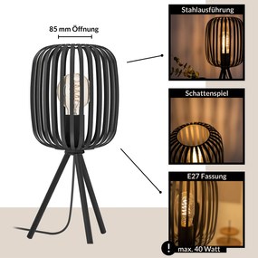 Lampada Da Tavolo Minimal Romazzina Acciaio Nero 1 Luce E27