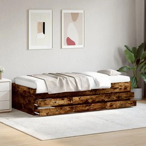 Divano letto con cassetti rovere fumo 90x200 cm multistrato