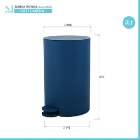 Pattumiera bagno 3 Lt blu scuro con apertura a pedale Orbix