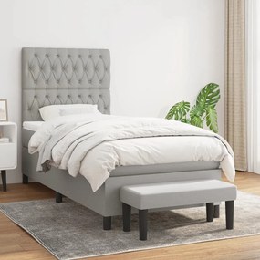 Giroletto A Molle Con Materasso Grigio Chiaro 90x190 Cm Tessuto /