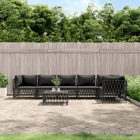 Set divani da giardino 7 pz con cuscini antracite in acciaio