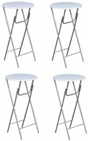 Tavoli Da Bar Set 4 Pz Con Ripiano İn Mdf Bianco /