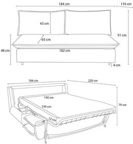 Divano verde allungabile con rivestimento in velluto a coste 184 cm Isadora – Bobochic Paris