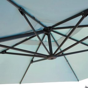 QUASI PERFETTO Ombrellone decentrato grigio Aura L 286 x 286 cm con telo turchese