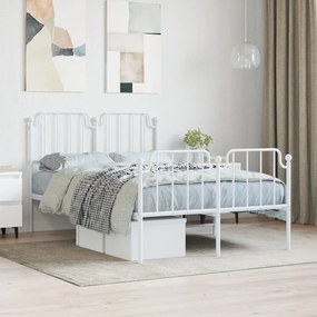 Giroletto con testiera e pediera metallo bianco 120x200 cm