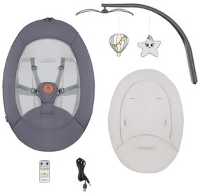 Lionelo - Altalena per bambini RINA con melodia, 4xAA, grigio cemento + telecomando