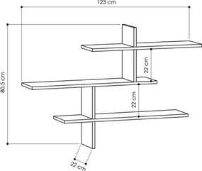 Mensola A Muro 3 Ripiani 123x22x80 Cm Leo Rovere