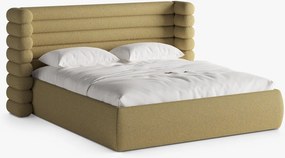 Letto imbottito Mount con contenitore in tessuto strutturato Puente - 160x200 cm