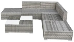 Set Divani da Giardino 6 pz con Cuscini in Polyrattan Grigio