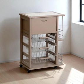Carrello portafrutta portapane e bottigliera LACCATO TORTORA