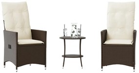 Set Bistrò 3 Pz Con Cuscini Marrone İn Polyrattan /