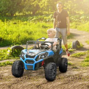 Macchina Elettrica per Bambini a 2 Posti Doppio Motore 24V 3 Velocità Blu...