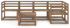 Set salotto da giardino 6pz in legno di pino impregnato marrone