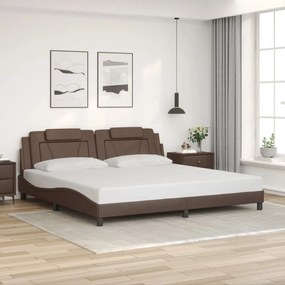 Giroletto Con Testiera Marrone 200x200 Cm İn Similpelle /
