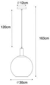 Lampada a sospensione di design nera con vetro dorato - Bert