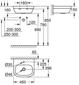 GROHE 39324000 - Lavabo EURO CERAMIC 450 × 400 mm, ceramica/bianco