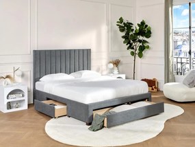 Letto con 3 cassetti 160 x 200 cm Tessuto Grigio - LIAKO