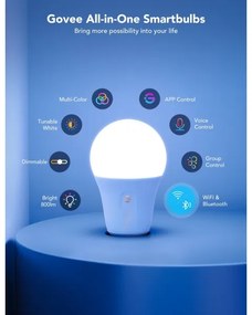 Govee - LED RGBWW Lampadina dimmerabile Smart E27/12W/230V 2700-6500K Wi-Fi