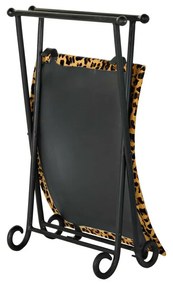 Poggiapiedi DKD Home Decor Nero Metallo Marrone Pelle Leopardo (55 x 45 x 41 cm)