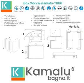 Kamalu - box doccia angolo 80x80 scorrevole altezza 190 kamalu-1000