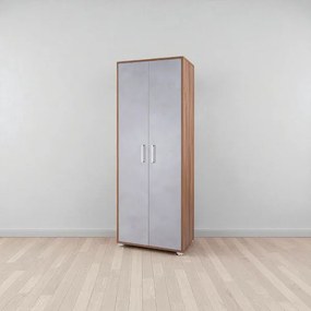 Scarpiera 2 ante grande in legno con ripiani 70x189h cm Noce chiaro anta cemento chiaro
