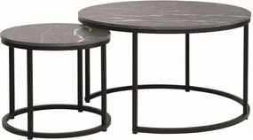 Set di Tavolini da caffè Dion effetto marmo nero/nero opaco