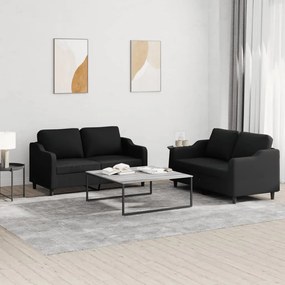 Set Di Divani 2 Pz Con Cuscini Nero İn Tessuto /