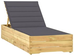 Lettino Da Giardino Con Cuscino Antracite Legno Pino Impregnato /