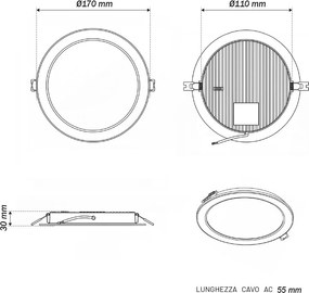 Pannello LED Rotondo 12W foro Ø140-155mm CCT Bianco Variabile - LEDISENS Colore Bianco Variabile CCT