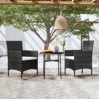 Set Mobili da Pranzo per Giardino 3 pz Polyrattan Nero 3098022