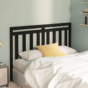 Testiera per letto nera 146x4x100 cm in legno massello di pino