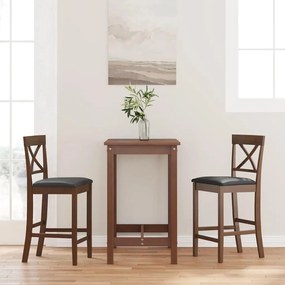 Sgabelli Da Bar Con Cuscini 2pz Marrone Legno Massello Di Hevea /