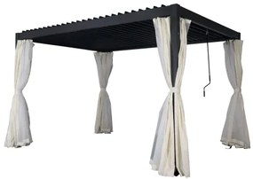 Pergola in alluminio 3x3 mt con tende zanzariere e lamelle orientabili antracite