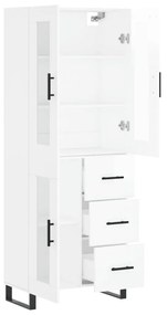 Credenza bianco lucido 69,5x34x180 cm in legno multistrato