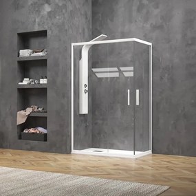 Box doccia bianco opaco 100x140 doppio scorrevole | KE-1000B - KAMALU