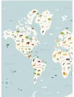 Coordonne Carta da parati panoramica Animal Map - Aqua