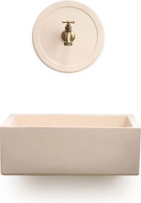 Lavello Rettangolare da Esterno 45x35 cm con Rosone Installazione a Muro in Cemento Madrid Rosa Antico...
