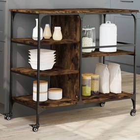 Carrello Da Cucina Rovere Fumo 100x45x89,5 Cm Legno Multistrato /