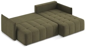 Divano angolare color kaki allungabile/con contenitore (con penisola a destra/con chaise lounge) Moku – Makamii