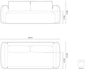 Divano blu polveroso allungabile/con contenitore con rivestimento in velluto 262 cm Tonale – Cosmopolitan Design