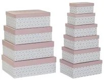 Set di Scatole per Sistemare Impilabili DKD Home Decor Dorato Bianco Rosa chiaro Cartone (43,5 x 33,5 x 15,5 cm)