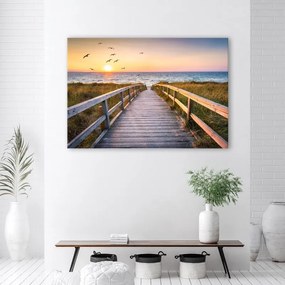 Quadro su tela, Sunset Sea Beach  Dimensioni 120x80