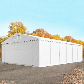 TOOLPORT 8x12 m tenda capannone, altezza 2,6m, PVC 800, telaio perimetrale, bianco, con statica (sottofondo in cemento) - (49206)