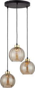 Lampadario LED a sospensione DEVI 3xE27/15W/230V nero/beige fumé