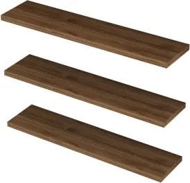 Set 3 Mensole Sospese Da 60 Cm Effetto Legno Scuro Boss