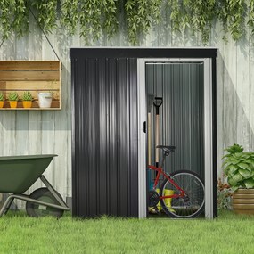 Casetta Box da Giardino in Lamiera per Deposito Attrezzi 163x89x182 cm  Nero...