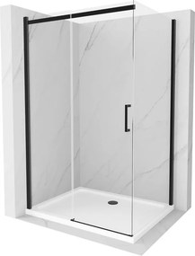 Mexen Omega cabina doccia scorrevole 130 x 90 cm, trasparente, nera + piatto Flat, bianco - 825-130-090-70-00-4010B