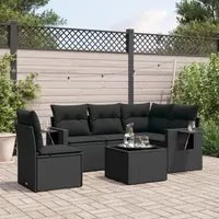 Set Divano da Giardino 6 pz con Cuscini Nero in Polyrattan 3252512