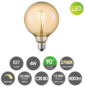 Lampadina LED dimmerabile VINTAGE EDISON G125 E27/4W/230V 2700K