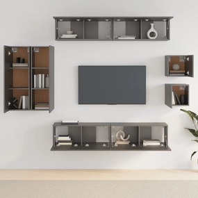 Set mobili porta tv 8pz nero in legno multistrato